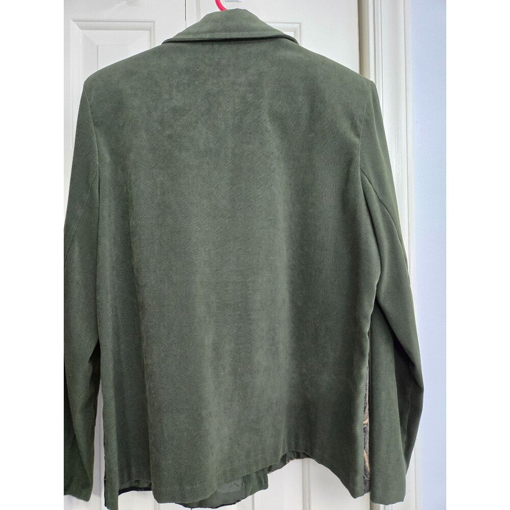 Notations Womens Patchwork Blazer Jacket M Green … - image 2